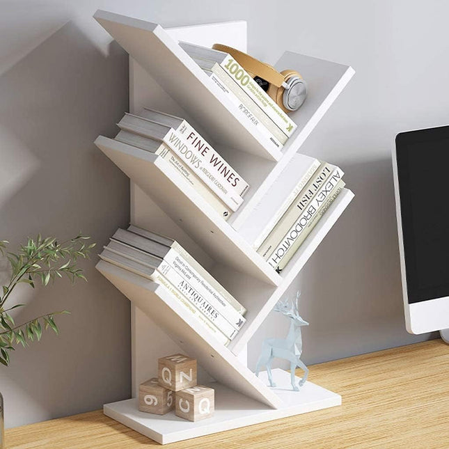 CARLA HOME 5-Tier Tree Bookshelf Storage Rack for Home Office or Bedroom (White)-1992735294960570376