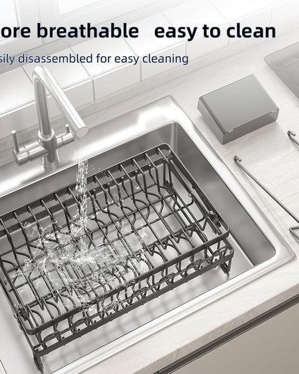 CARLA HOME 2-Tier Dish Drying Rack with Drainage Tray, Utensil Holder, Cup Hooks & Cutting Board Rack for Kitchen (Black)-1992735295317086215