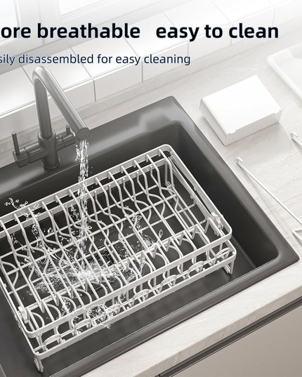 CARLA HOME 2-Tier Dish Drying Rack with Drainage Tray, Utensil Holder, Cup Hooks & Cutting Board Rack for Kitchen (White)-1992735296239833094