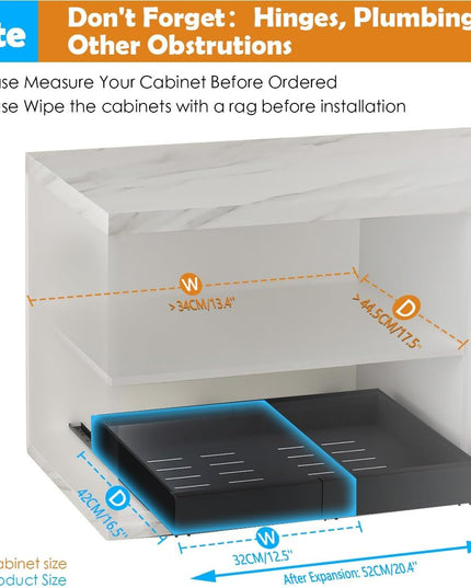 CARLA HOME Pack Pull Out Cabinet Organizer Expandable for Cabinets with Adjustable Slide Out Shelves and Easy Installation (Black)-1992735299893071873