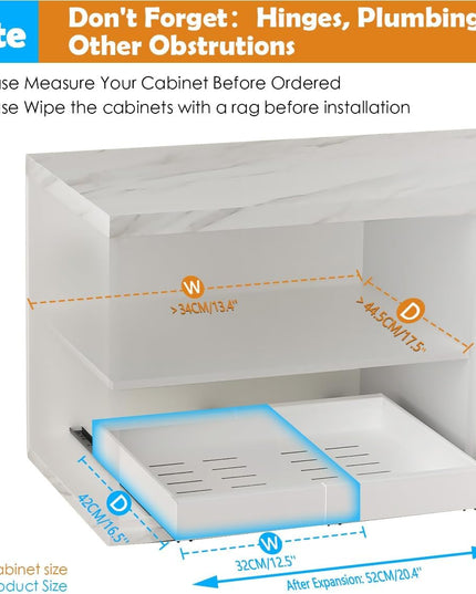 CARLA HOME Pack Pull Out Cabinet Organizer Expandable for Cabinets with Adjustable Slide Out Shelves and Easy Installation (White)-1992735300438331393