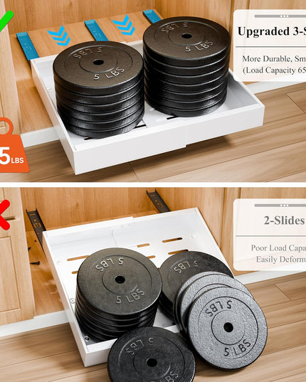 CARLA HOME Pack Pull Out Cabinet Organizer Expandable for Cabinets with Adjustable Slide Out Shelves and Easy Installation (White)-1992735300438331397