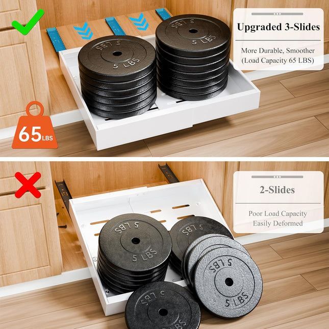 CARLA HOME Pack Pull Out Cabinet Organizer Expandable for Cabinets with Adjustable Slide Out Shelves and Easy Installation (White)-1992735300438331397