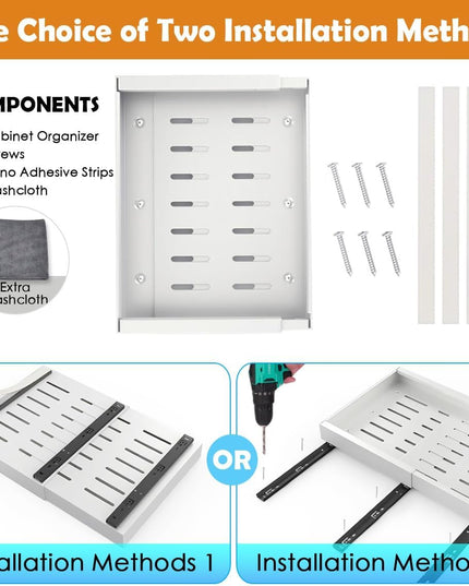 CARLA HOME Pack Pull Out Cabinet Organizer Expandable for Cabinets with Adjustable Slide Out Shelves and Easy Installation (White)-1992735300438331399