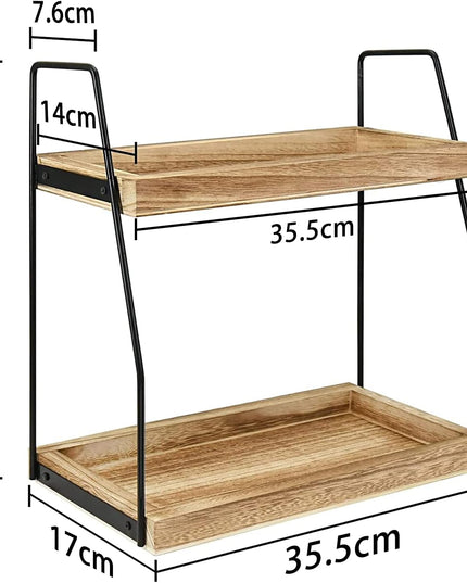 CARLA HOME 2-Tier Wooden Coffee Station Rack Organizer for Coffee Bar, Condiments, Syrups, Storage Jars & Spice Storage Shelf-1992735288992075777
