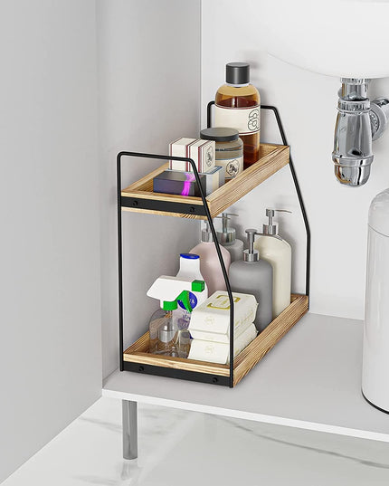 CARLA HOME 2-Tier Wooden Coffee Station Rack Organizer for Coffee Bar, Condiments, Syrups, Storage Jars & Spice Storage Shelf-1992735288992075783