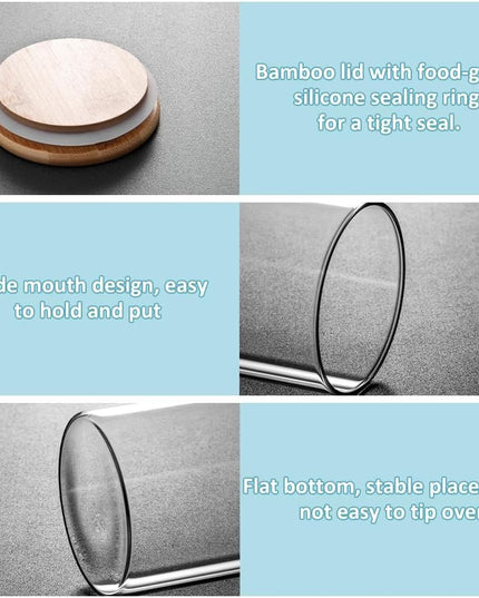 CARLA HOME 6 Pack Glass Storage Jars with Bamboo Lids for Kitchen Pantry, Pasta, Snacks, Cookies, Candy & More-1992735290023874569