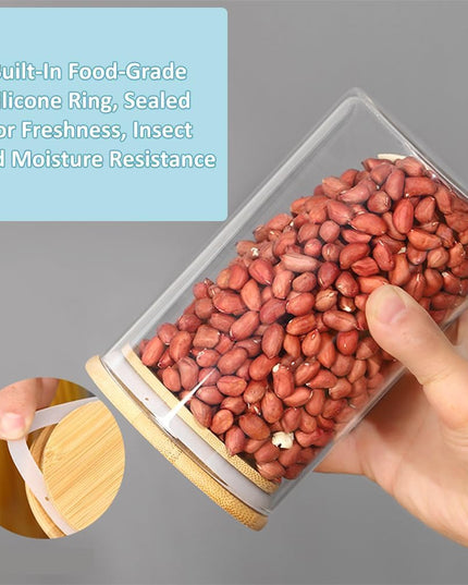 CARLA HOME 6 Pack Glass Storage Jars with Bamboo Lids for Kitchen Pantry, Pasta, Snacks, Cookies, Candy & More-1992735290023874568