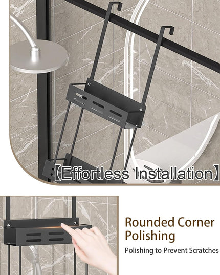 CARLA HOME Over the Door 2-tier Shower Caddy Organizer Shelf with Hooks for Bathroom-1992735298336985093