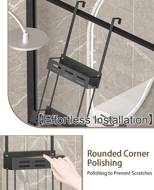 CARLA HOME Over the Door 2-tier Shower Caddy Organizer Shelf with Hooks for Bathroom-1992735298336985093