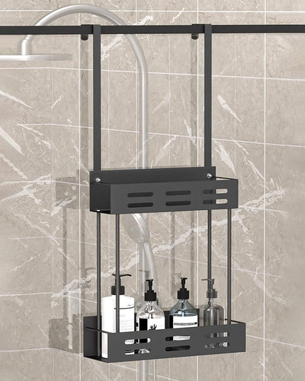 CARLA HOME Over the Door 2-tier Shower Caddy Organizer Shelf with Hooks for Bathroom-1992735298336985094