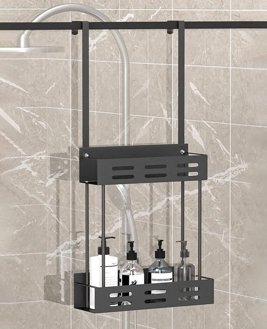 CARLA HOME Over the Door 2-tier Shower Caddy Organizer Shelf with Hooks for Bathroom-1992735298336985094