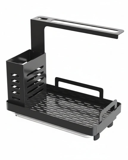 CARLA HOME Kitchen Sink Caddy Organizer with Drain Tray & Utensil Holder