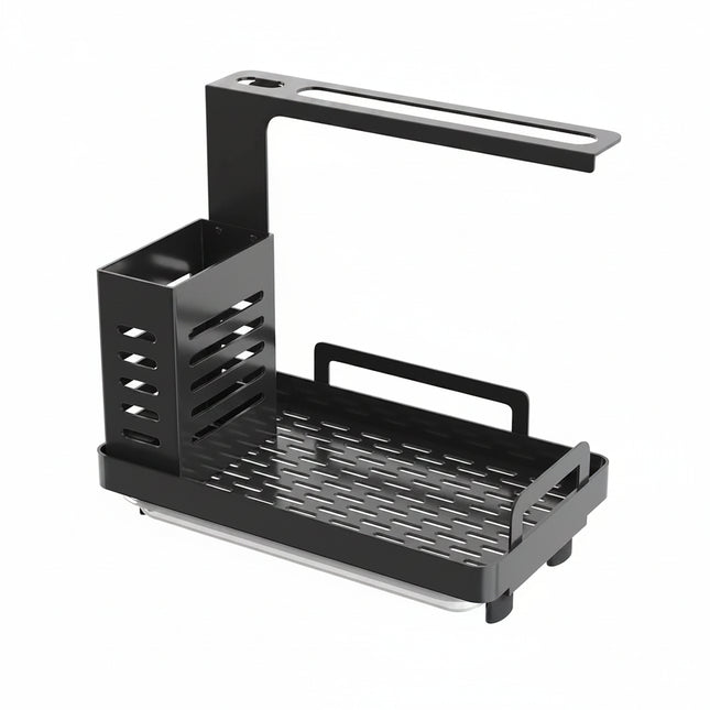 CARLA HOME Kitchen Sink Caddy Organizer with Drain Tray & Utensil Holder