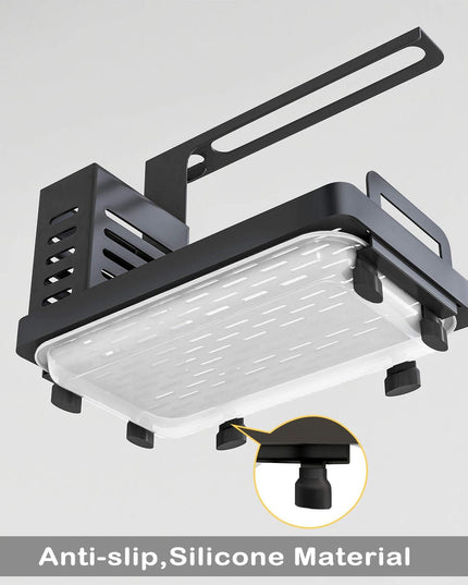 CARLA HOME Kitchen Sink Caddy Organizer with Sponge, Soap & Brush Storage and Rag Rack, Drain Tray & Utensil Holder-1992735286576156677