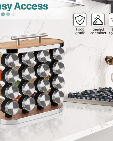 CARLA HOME 20-Jar Spice Rack Organizer Storage for Kitchen Countertop or Cabinet-1992735301285580804