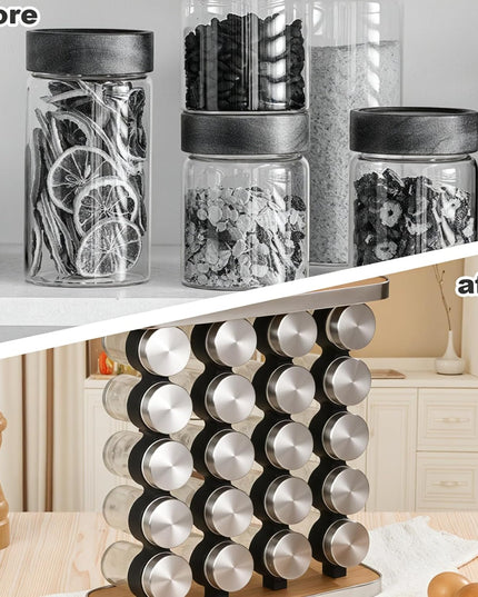 CARLA HOME 20-Jar Spice Rack Organizer Storage for Kitchen Countertop or Cabinet-1992735301285580805