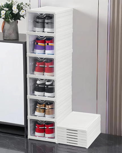 CARLA HOME 6-Tier Stackable Shoe Storage Box Organizer with Clear Door for Closet, Entryway or Cabinet-1992735297300992000