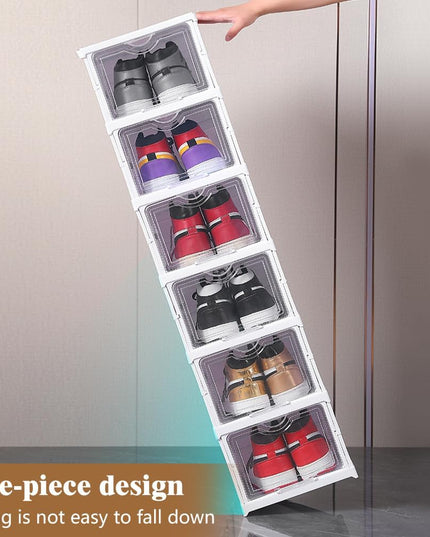 CARLA HOME 6-Tier Stackable Shoe Storage Box Organizer with Clear Door for Closet, Entryway or Cabinet-1992735297300992005