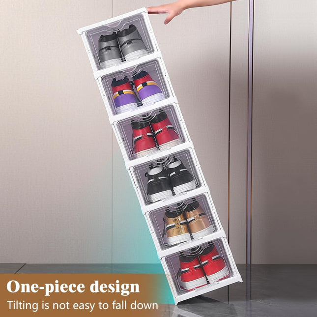CARLA HOME 6-Tier Stackable Shoe Storage Box Organizer with Clear Door for Closet, Entryway or Cabinet-1992735297300992005