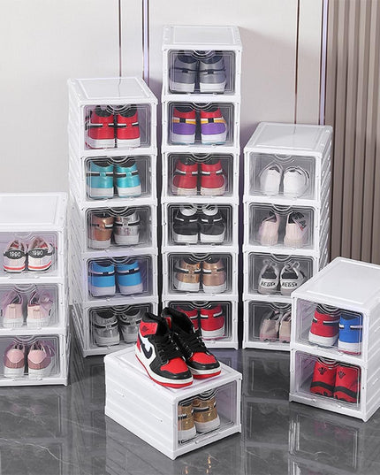 CARLA HOME 3-Tier Stackable Shoe Storage Box Organizer with Clear Door for Closet, Entryway or Cabinet-1992735295149314057