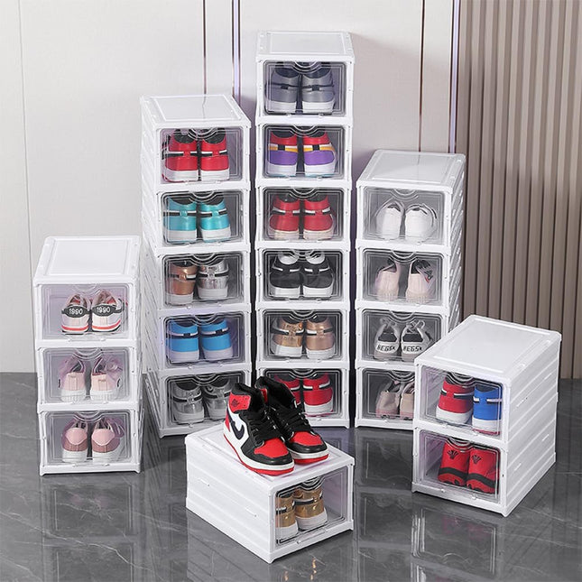 CARLA HOME 3-Tier Stackable Shoe Storage Box Organizer with Clear Door for Closet, Entryway or Cabinet-1992735295149314057