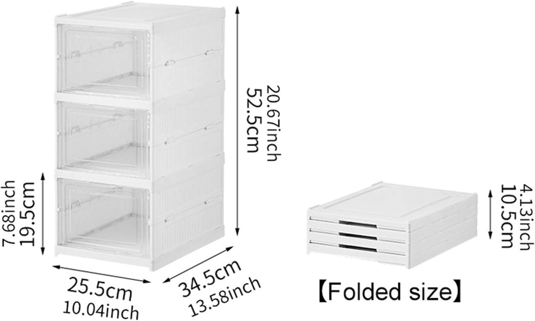 CARLA HOME 3-Tier Stackable Shoe Storage Box Organizer with Clear Door for Closet, Entryway or Cabinet-1992735295149314049