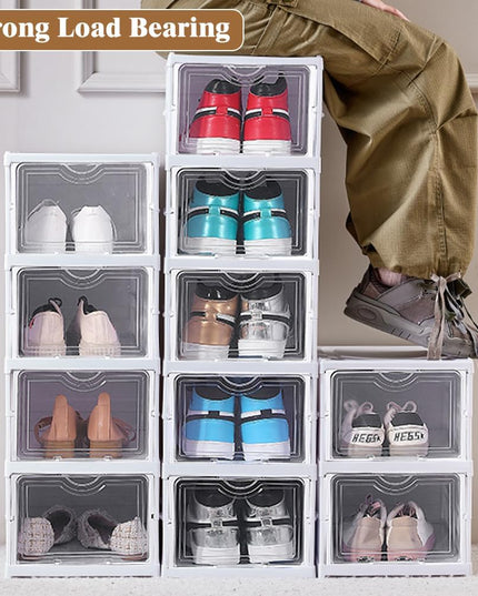 CARLA HOME 3-Tier Stackable Shoe Storage Box Organizer with Clear Door for Closet, Entryway or Cabinet-1992735295149314050