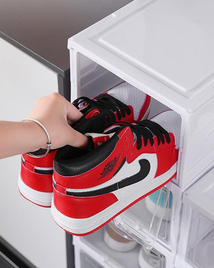 CARLA HOME 3-Tier Stackable Shoe Storage Box Organizer with Clear Door for Closet, Entryway or Cabinet-1992735295149314054