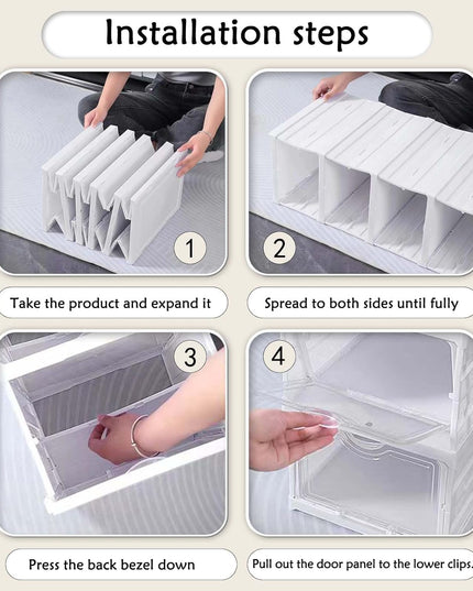 CARLA HOME 3-Tier Stackable Shoe Storage Box Organizer with Clear Door for Closet, Entryway or Cabinet-1992735295149314056