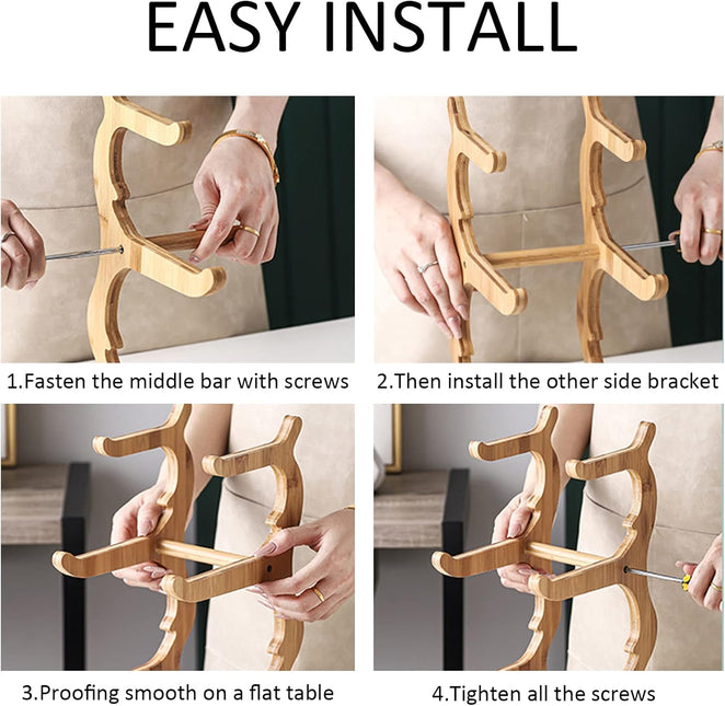 CARLA HOME 3-Tier Ceramic Fruit Bowl Basket with Bamboo Stand for Kitchen Counter, Snack Tray, Dessert Server & Vegetable Storage Rack-1992735282272800776