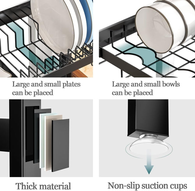 CARLA HOME Adjustable Over the Sink Dish Drying Rack with Utensil Holder, Hooks & Cutting Board Rack for Kitchen Counter Storage-1992735294436282371