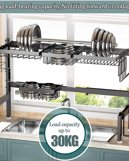 CARLA HOME Adjustable Over the Sink Dish Drying Rack with Utensil Holder, Hooks & Cutting Board Rack for Kitchen Counter Storage-1992735294436282373