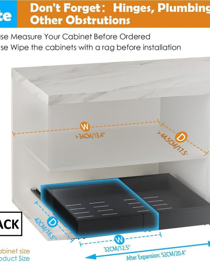 CARLA HOME 2 Pack Pull Out Cabinet Organizer Expandable for Cabinets with Adjustable Slide Out Shelves and Easy Installation (Black)-1992735300954230785