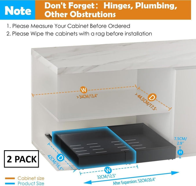 CARLA HOME 2 Pack Pull Out Cabinet Organizer Expandable for Cabinets with Adjustable Slide Out Shelves and Easy Installation (Grey)-1992735294251732993