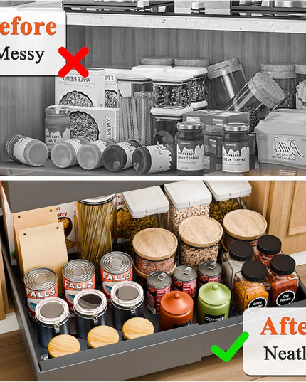 CARLA HOME 2 Pack Pull Out Cabinet Organizer Expandable for Cabinets with Adjustable Slide Out Shelves and Easy Installation (Grey)-1992735294251732995