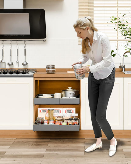 CARLA HOME 2 Pack Pull Out Cabinet Organizer Expandable for Cabinets with Adjustable Slide Out Shelves and Easy Installation (Grey)-1992735294251732998