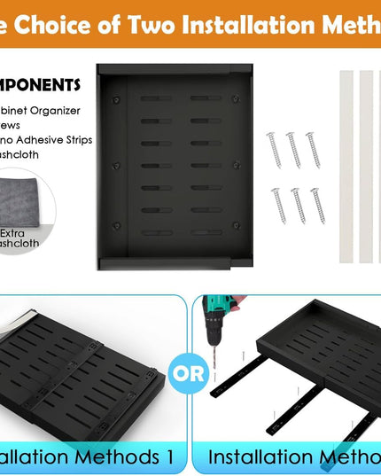 CARLA HOME 2 Pack Pull Out Cabinet Organizer Expandable for Cabinets with Adjustable Slide Out Shelves and Easy Installation (Grey)-1992735294251732999