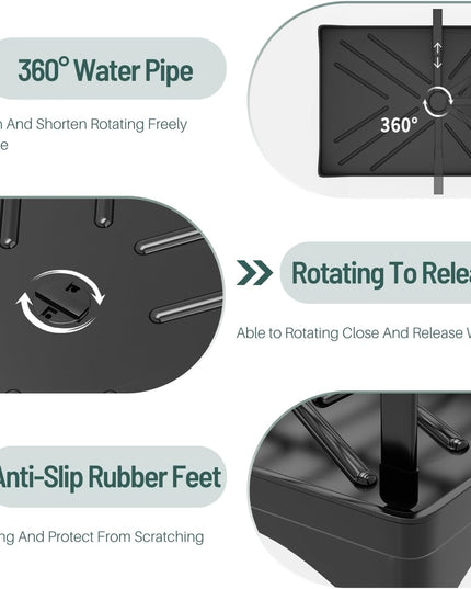 CARLA HOME 2-Tier Large Dish Drying Rack with Drainboard, Utensil Holder, Glass Hooks & Cutlery Storage (Black)-1992735292666286085