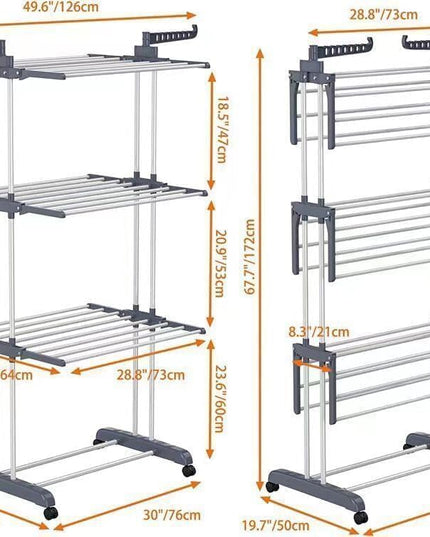 CARLA HOME Folding Clothes Drying Rack with Wheels and Adjustable Side Wings for Laundry Rack and Clothes Storage (Upgraded Model)-1992735299213594625