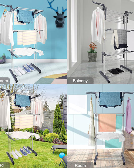 CARLA HOME Folding Clothes Drying Rack with Wheels and Adjustable Side Wings for Laundry Rack and Clothes Storage (Upgraded Model)-1992735299213594626