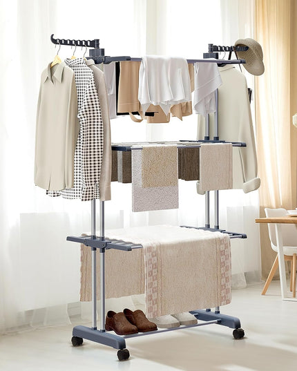 CARLA HOME Folding Clothes Drying Rack with Wheels and Adjustable Side Wings for Laundry Rack and Clothes Storage (Upgraded Model)-1992735299213594632