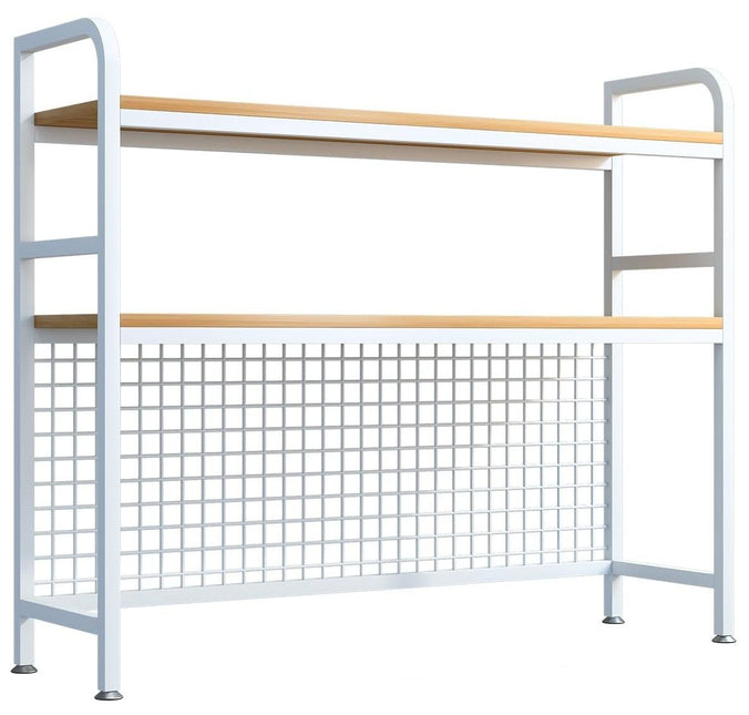 CARLA HOME  2-Tier Metal Desktop Hutch Bookshelf with Grid Panel for Computer Desk and Office Countertop-1992735283170381833