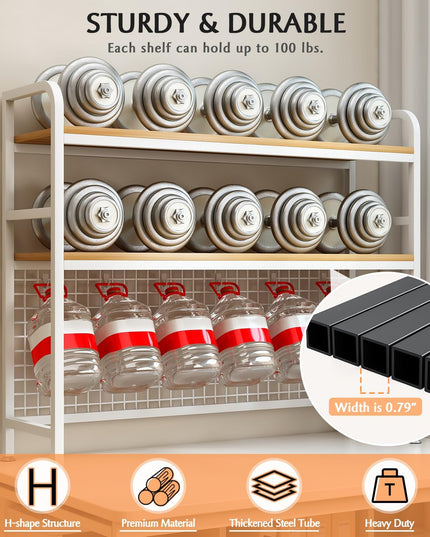 CARLA HOME  2-Tier Metal Desktop Hutch Bookshelf with Grid Panel for Computer Desk and Office Countertop-1992735283170381827