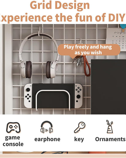 CARLA HOME  2-Tier Metal Desktop Hutch Bookshelf with Grid Panel for Computer Desk and Office Countertop-1992735283170381830