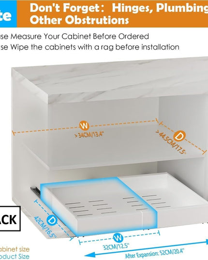 CARLA HOME 2 Pack Pull Out Cabinet Organizer Expandable for Cabinets with Adjustable Slide Out Shelves and Easy Installation (White)-1992735300601909249
