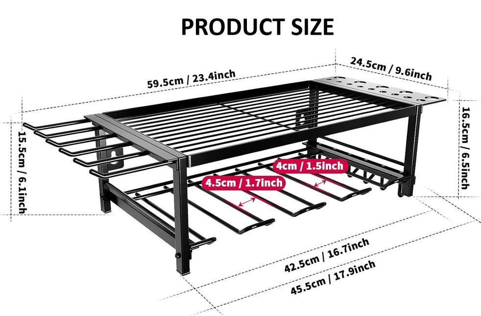 CARLA HOME 2-Tier Power Tool Rack Organizer Wall Mount with Drill Holder & Wrench Hooks for Cordless Tools & Workshop Organization-1992735301952475141