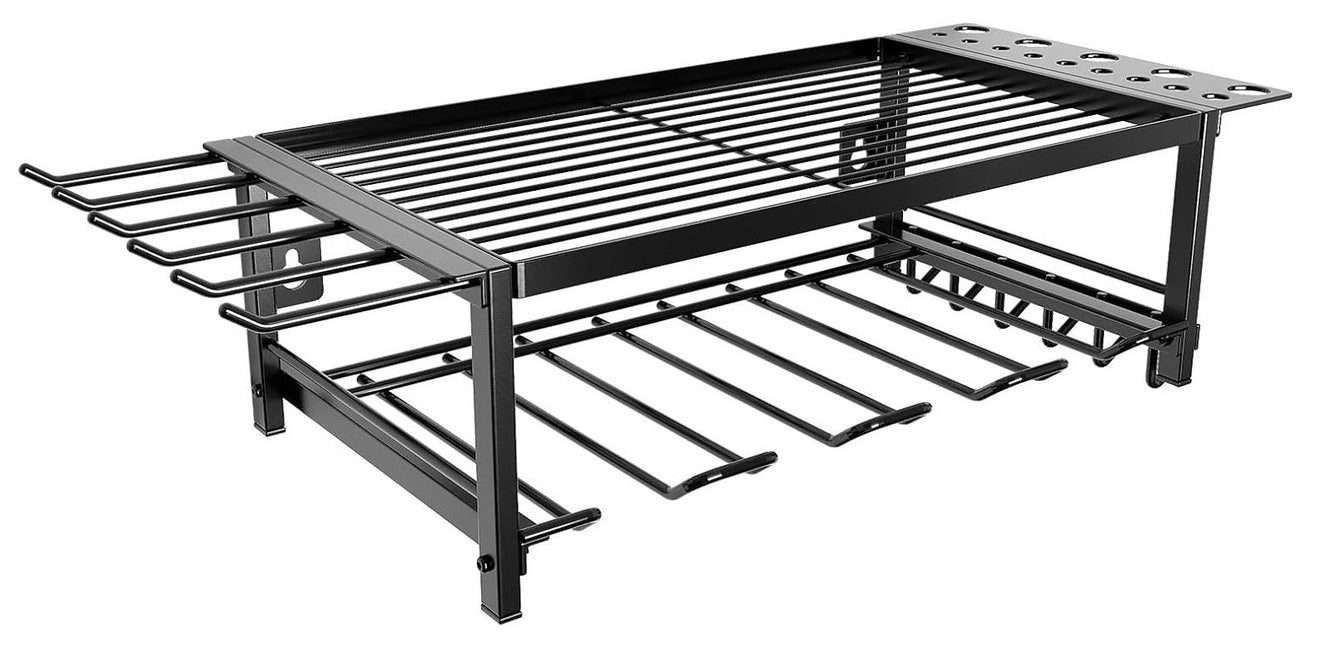 CARLA HOME 2-Tier Power Tool Rack Organizer Wall Mount with Drill Holder & Wrench Hooks for Cordless Tools & Workshop Organization-1992735301952475142