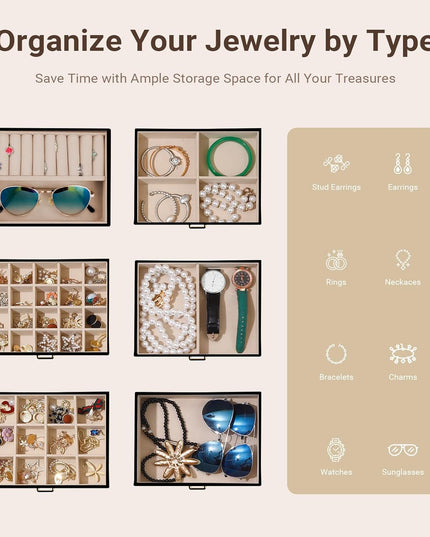 CARLA HOME 6-Layer Large Jewelry Box for Women with Drawers, Mirror, Lock, Necklace Hooks & Side Compartments for Rings, Earrings, Bracelets, Gifts (Black)-1992735297993052163