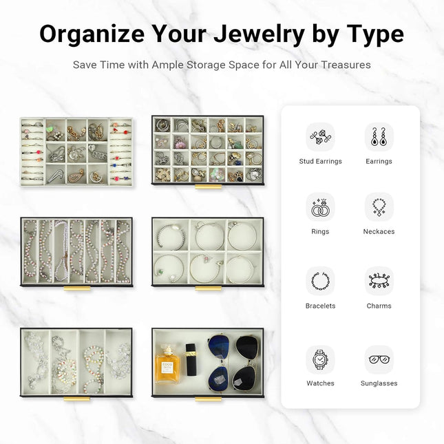 CARLA HOME  6-Layer Large Jewelry Organizer Box for Women with Mirror, Drawers, Hooks & Dividers for Rings, Necklaces, Bracelets, Ideal Gift for Women (Black)-1992735298160824325